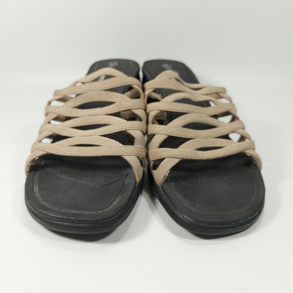 Penmans Black Tan Slip On Wedge Heel Sandals Size 8.5 - Picture 3 of 10